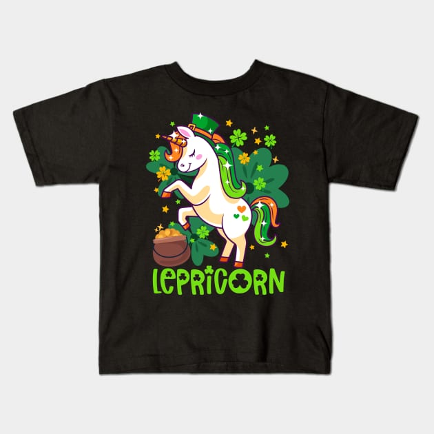 Unicorn Lepricorn St Patricks Day Leprechauns Girls Women Kids T-Shirt by alcoshirts